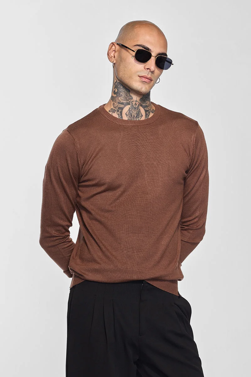 SNITCH كنز لاب سترة صوف بني سادة