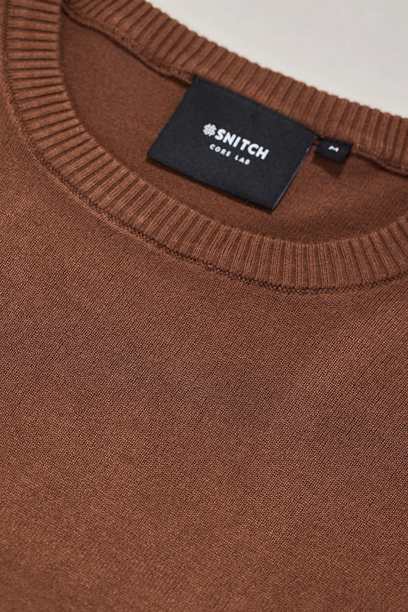 SNITCH كنز لاب سترة صوف بني سادة