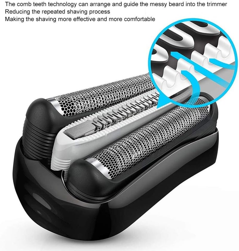 klarako رأس استبدال ماكينة الحلاقة متوافق مع براون 3 سيريز 300S / 301S / 310S، رأس استبدال ماكينة الحلاقة الكهربائية 32B، رأس استبدال الشفرات متوافق مع سلسلة براون 32B - Image 3