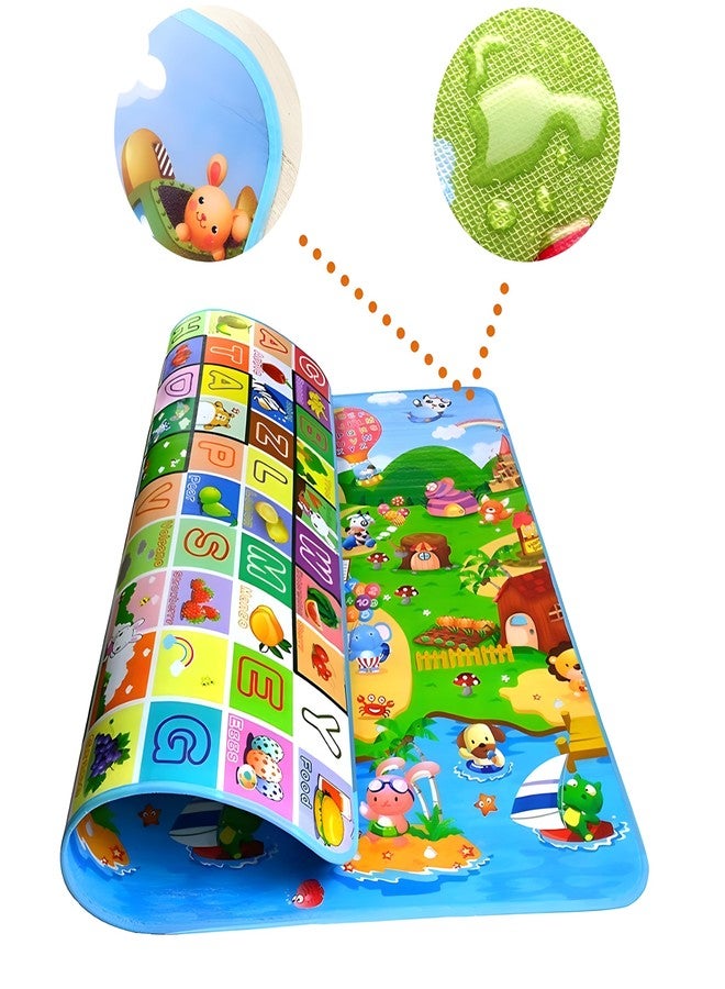 Vruta® Polyester Waterproof Double Side Baby Play Crawl Floor Mat for Kids & Kids Infant Crawling Play Mat (Size - 120 X 180 Cm) - Image 2