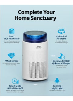 COWAY COWAY Air Purifier for Home Bedroom 810 ft², Mood Light Air Quality Indicator, 3-in-1 Filter, GreenHepa, Super Quiet Sleep Mode, Removes 99.99% Pet, Dust, Odours, Allergies, Quiet 24db, AM100 White  - Image 4