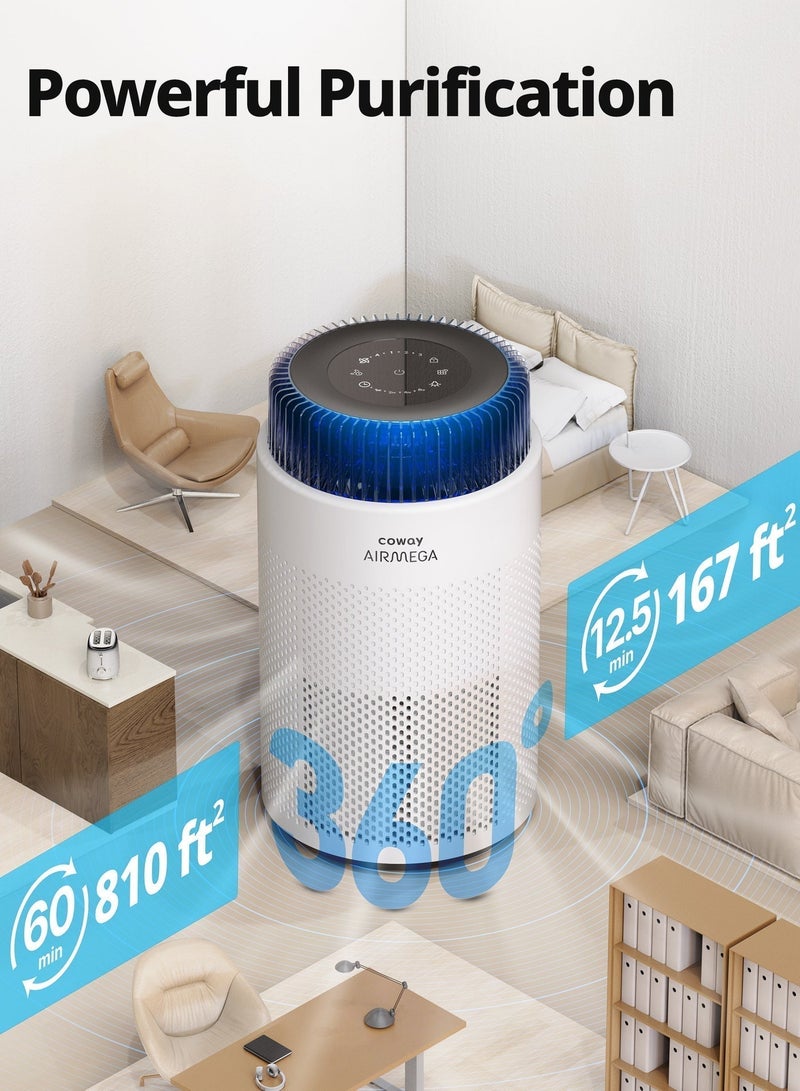 COWAY Air Purifier for Home up to 75 m² - SleepWell with soothing Mood Lighting and Super Quiet Operation for Bedroom, GreenHEPA, Removes 99.99% Pet, Dust, Odours, Allergies, AM100 - Image 2