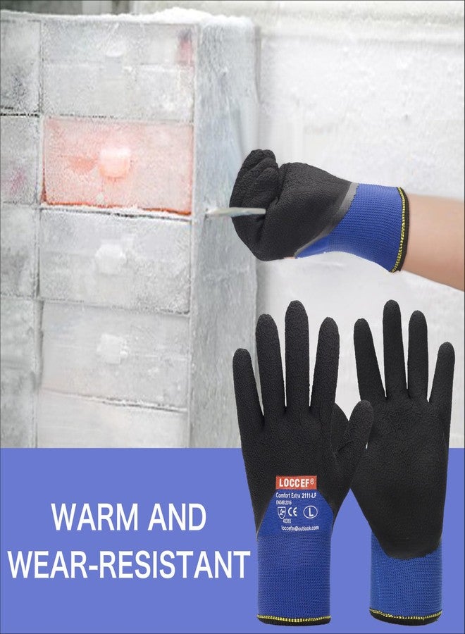 LOCCEF 2 Pairs Winter Work Gloves for Men and Women, Freezer Gloves for Work Below Zero, Thermal Insulated, Super Grip (Blue, 11/XXL) - Image 4