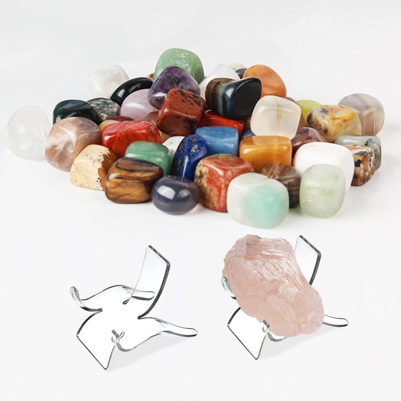 TERDEWE (3 Sizes 12 PCS)Crystal Display Stand,Acrylic Rock Holder,Clear Display Easel Stands Pedestal for Crystal,Geodes,Rock,Mineral Agate Fossil Coral Gemstone Small Collectibles Display Stands - Image 3