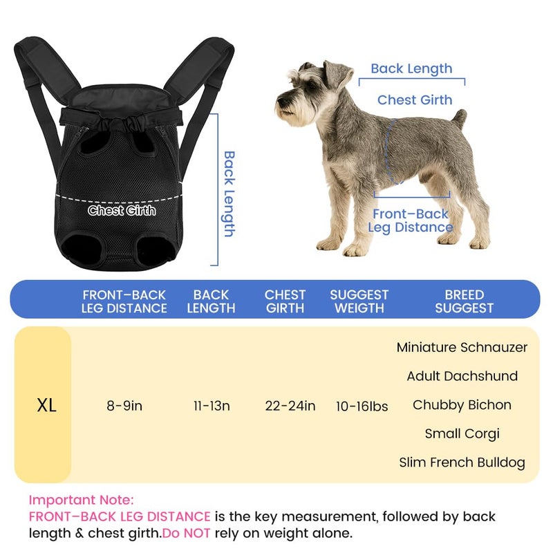 mosago Dog Backpack Carrier, Adjustable Pet Front Carriers, Legs Out Carrying Sling Travel Bag for Small Medium Dogs 10-16 Lbs, Soft Wearable Puppy Chest Carry Backpacks for Walking/Hiking/Camping/Traveling - Image 2
