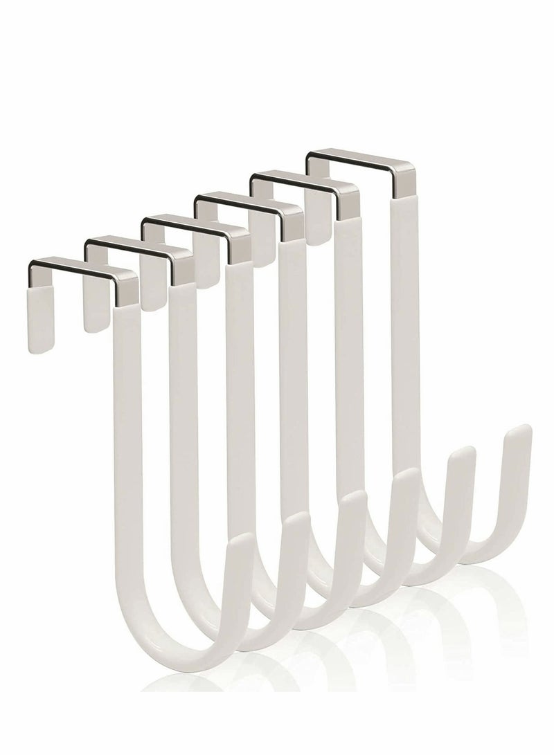 6 Pack Over the Door Hooks - Durable Metal Hangers for Clothes, Towels, Coats  More, Fits Standard  Thick Doors - Image 1