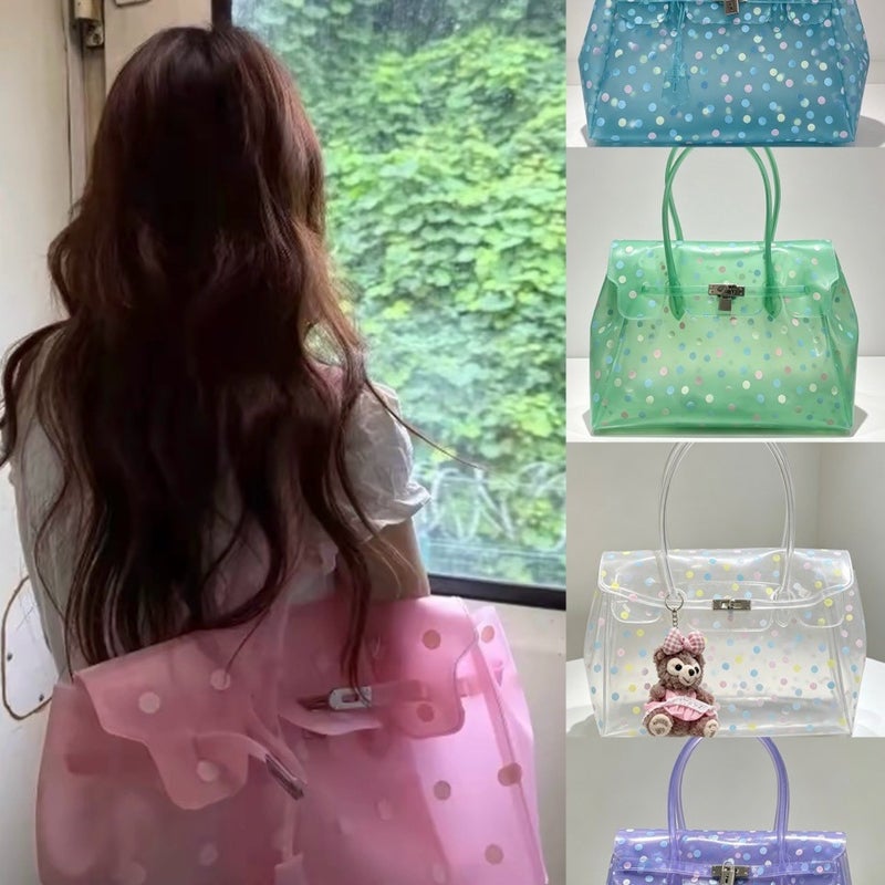 حقيبة توت جيلي من TPU بنقاط للنساء، سعة كبيرة - Image 1