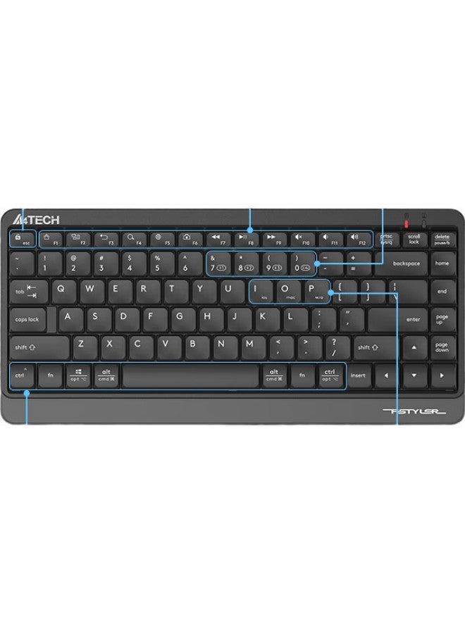 A4Tech Fbk11 Wireless Bluetooth Mini Keyboard For Ipad, Tablet, Smartphone, Laptop, Office, Specialized Portable Short 86-Key Keyboard Fei Shidai Su Kong Gray - Image 2