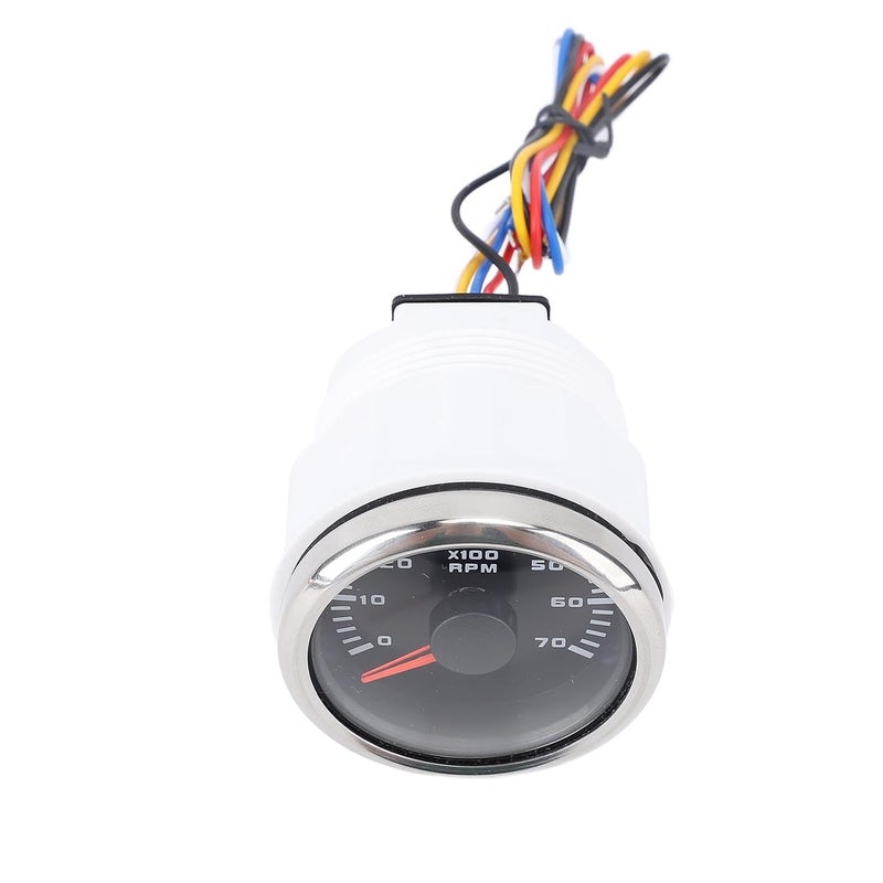 52mm Tachometer, 7000RPM Digital Tachometer with Adjustable Ratio 1.0-360 and Dual Function RPM Hourmeter, 7 Color Backlight DC 9-32V for Truck Tractor Car RV Boat (Black Dial Silver Cover - Image 5