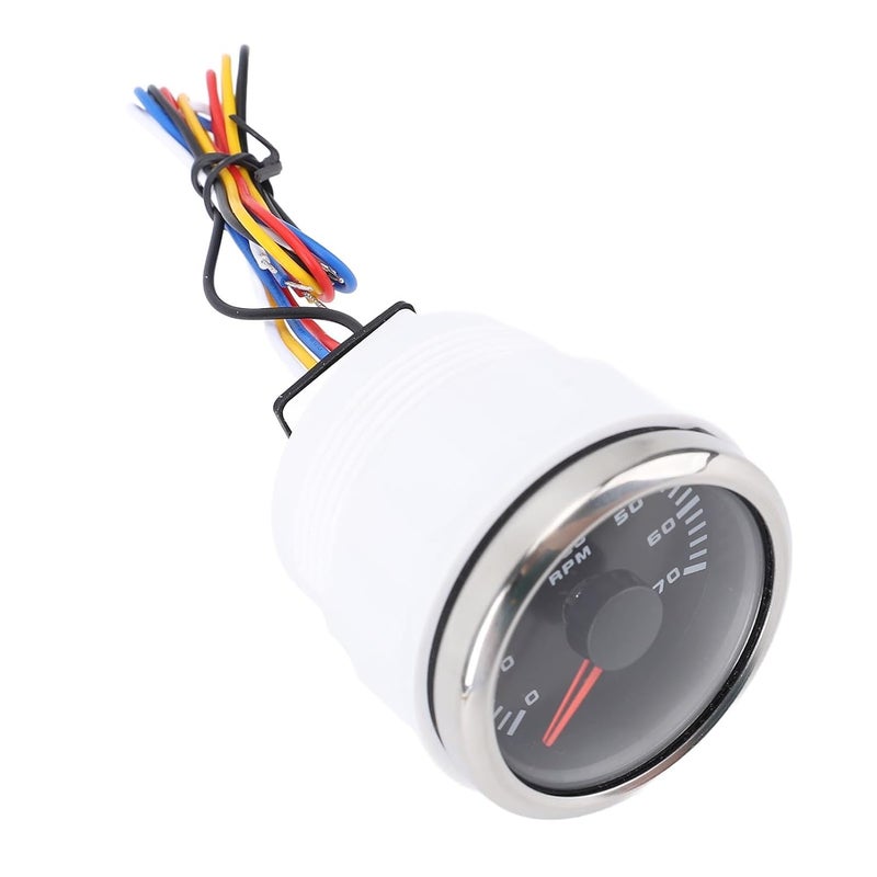 52mm Tachometer, 7000RPM Digital Tachometer with Adjustable Ratio 1.0-360 and Dual Function RPM Hourmeter, 7 Color Backlight DC 9-32V for Truck Tractor Car RV Boat (Black Dial Silver Cover - Image 4