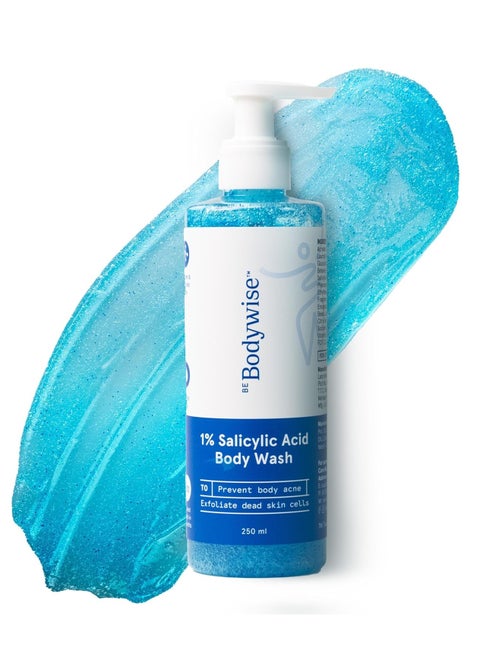1% Salicylic Acid Body Wash 250ml | Paraben & SLS Free | Gentle Exfoliating Shower Gel | Prevents Body Acne Bumpy Skin & Deep Cleanses Skin