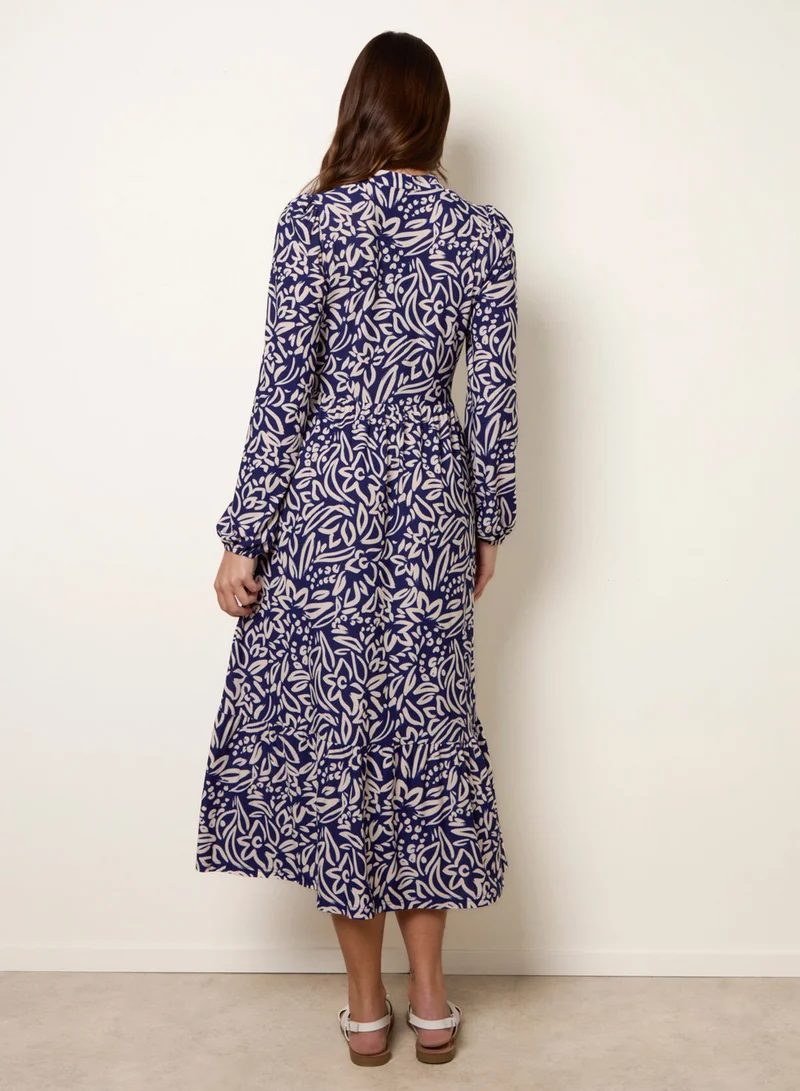 Blue Vanilla Button Front Collared Midi Dress