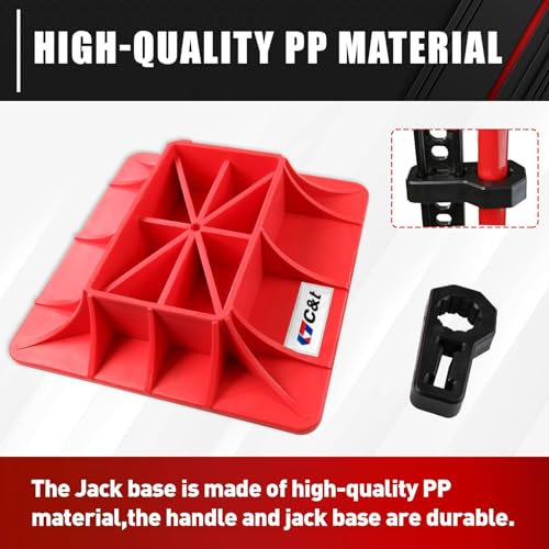 ct C&T Jack Base and Handle Keeper Compatible with Hi Lift Jack Accessories Handle Bar Protector,2 Piece,Off Road Base,Red & Black,Alleviate Jack Hoisting Sinkage - Image 3