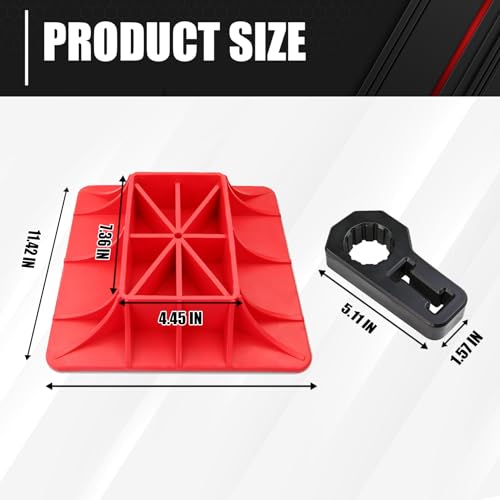 ct C&T Jack Base and Handle Keeper Compatible with Hi Lift Jack Accessories Handle Bar Protector,2 Piece,Off Road Base,Red & Black,Alleviate Jack Hoisting Sinkage - Image 2