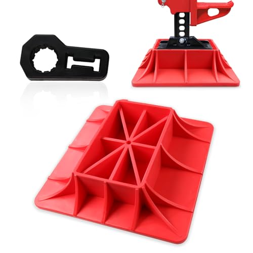 ct C&T Jack Base and Handle Keeper Compatible with Hi Lift Jack Accessories Handle Bar Protector,2 Piece,Off Road Base,Red & Black,Alleviate Jack Hoisting Sinkage - Image 1