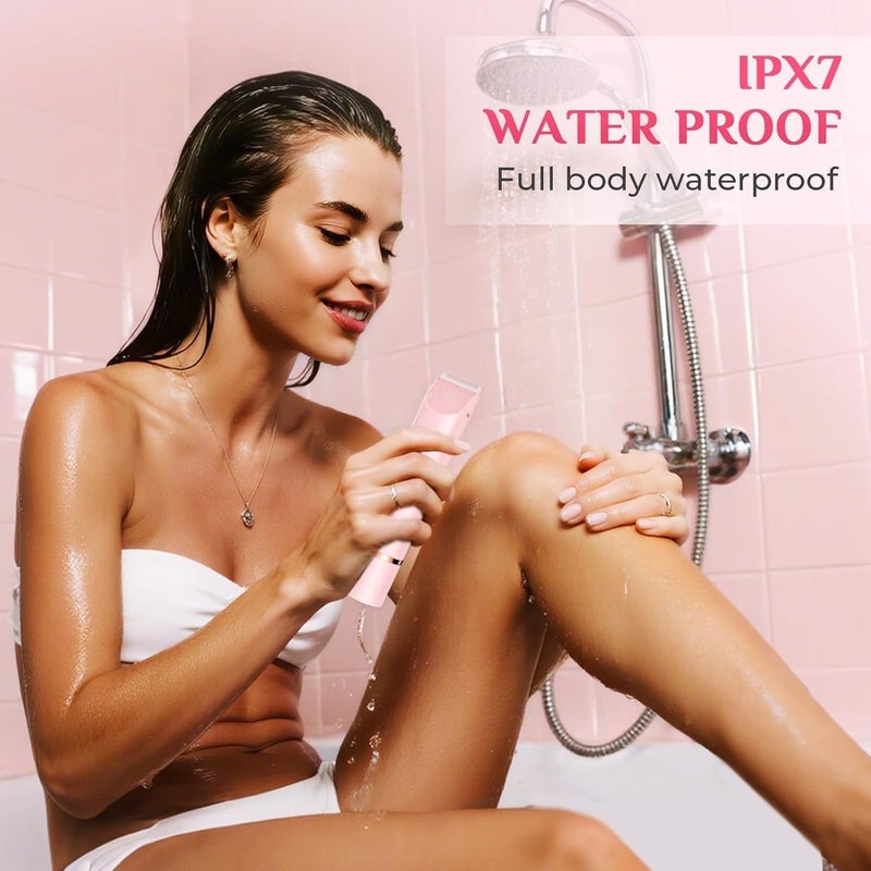 Mpotmiy 2025 New 2-in-1 Electric Bikini Trimmer for Women - Dual Head Electric Razor,Waterproof Painless Bikini Shaver, Pubic Hair Trimmer for Private Area & Body Hair, Pink - Image 4