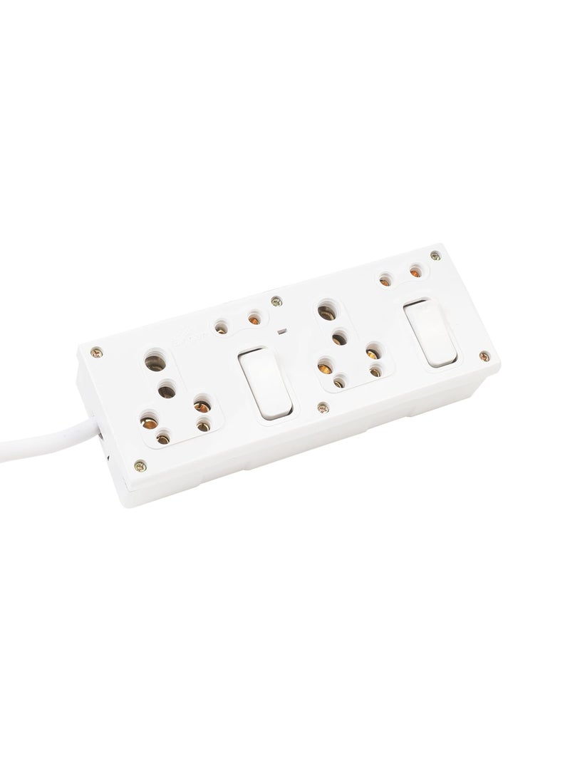 OCKO Ocko Heavy Appliances 16 Amp Extension Board 16 Amp 3 Pin Plug 4 Sockets 5 2 Pin Socket with Switch LED Indicator 2 Meter Long Wire for Office Outdoor Indoor Appliances Pack of 1 White  - Image 2