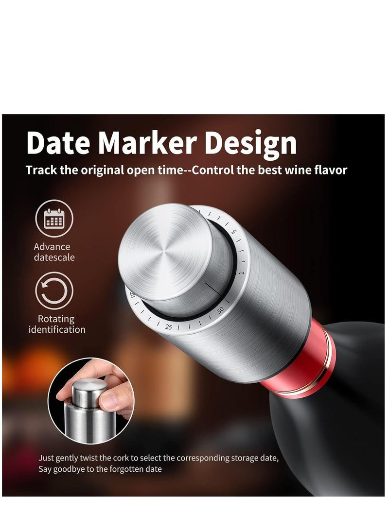 كاست ويف Wine Bottle Stoppers 2-in-1 Vacuum Wine Stopper Stainless Steel Wine Savers, Reusable Wine Preserver, Vacuum Pump Corks Keep Wine Really Fresh - Image 5