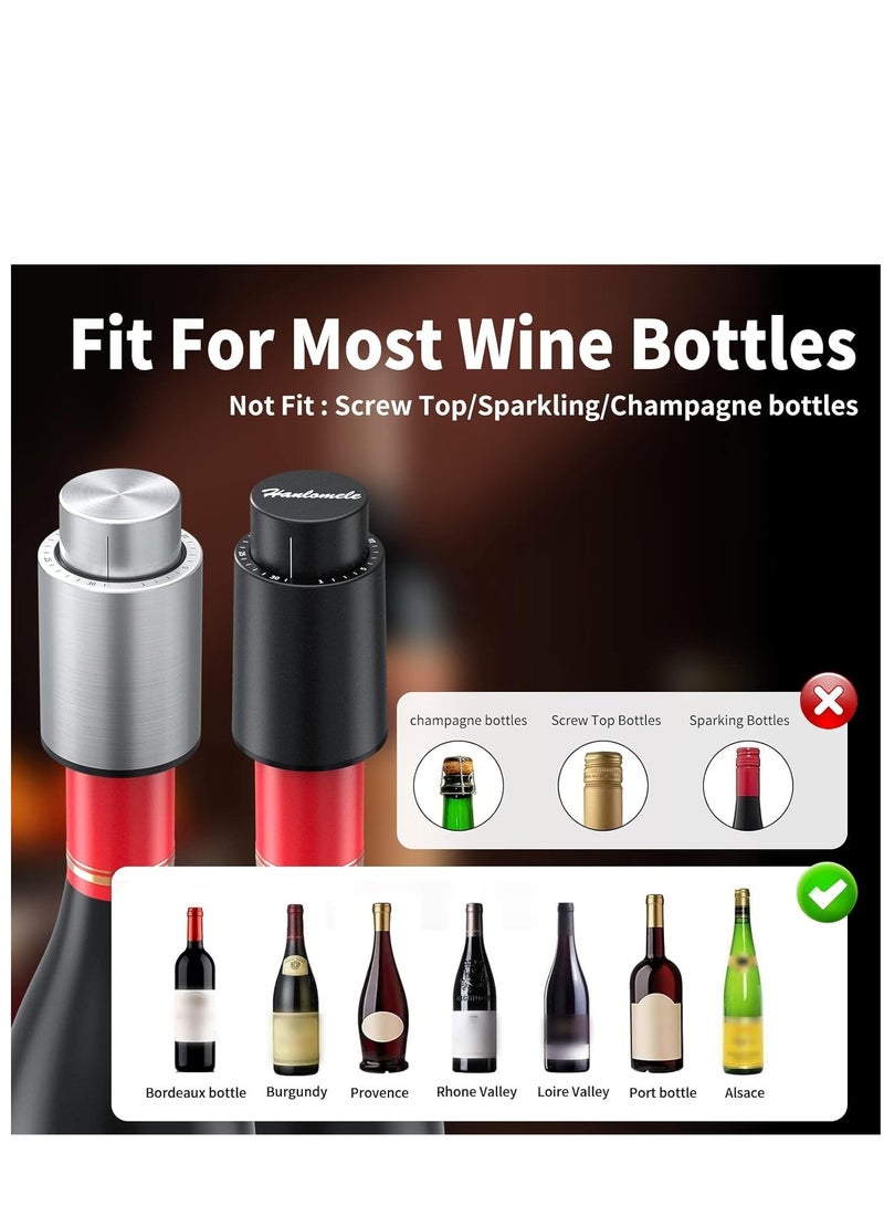كاست ويف Wine Bottle Stoppers 2-in-1 Vacuum Wine Stopper Stainless Steel Wine Savers, Reusable Wine Preserver, Vacuum Pump Corks Keep Wine Really Fresh - Image 3