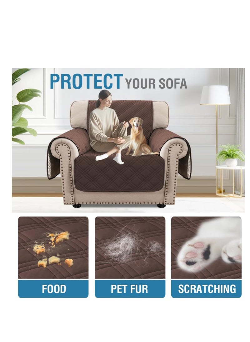 SYOSI أغطية كراسي مقاومة للماء لغرفة المعيشة غطاء أريكة للحيوانات الأليفة واقي كراسي للأريكة غطاء أريكة للكلاب واقي أريكة غير قابل للانزلاق غطاء أثاث للكلاب والأطفال والقطط (بني/بيج) - Image 4
