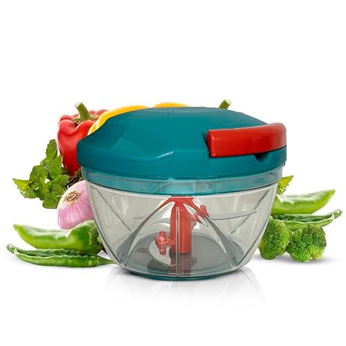 RYLAN Multipurpose Plastic Vegetable Chopper Cutter 3 Blades for Effortlessly Chopping Vegetables and Fruits for Your Kitchen, Pool Green (650 ml) - Image 1