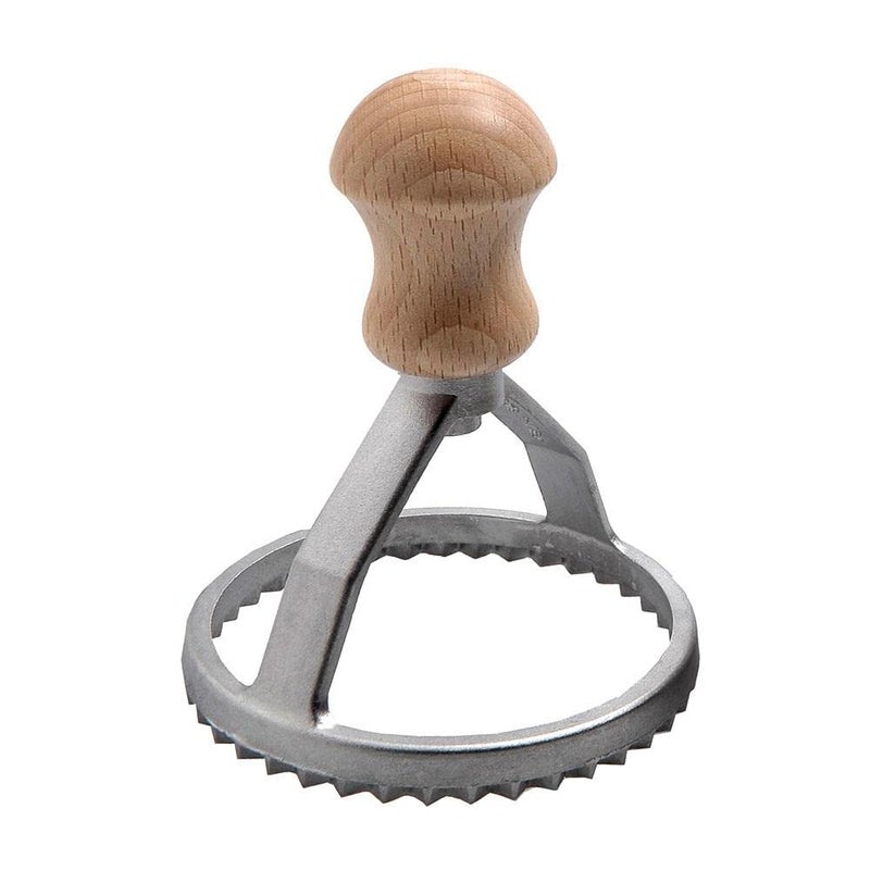 Eppicotispai Aluminum Round Ravioli Stamp with Beechwood Handle, 3-Inch - Image 1