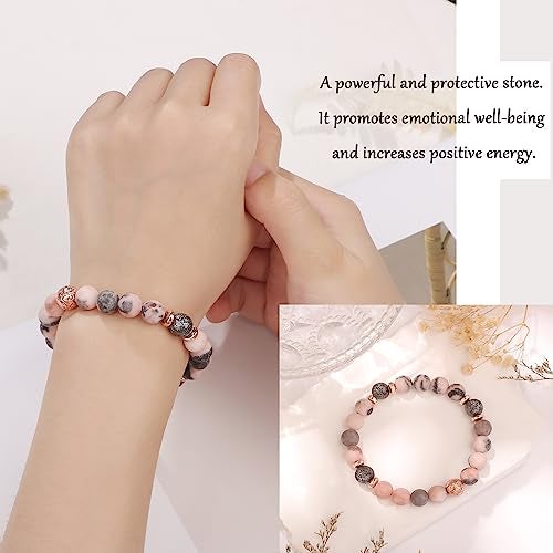 Yiyang 40th Birthday Gifts for Women Natural Stone Beaded Bracelet 40 Year Old Birthday Gifts for Women Mom Friend Sister Colleague 40th Birthday Gift Ideas - Image 2