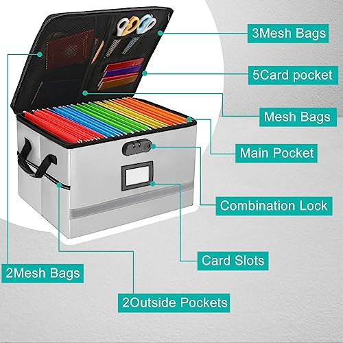 EXLIFBAG File Organizer Fireproof File Box with Lids Important Document Organizer Box with Lock Portable File Folder Organizer with Handle - Image 3