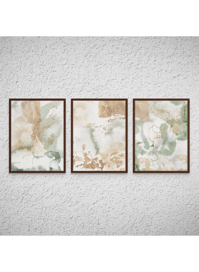Art Decor Framed Fine Art Set of 3 Abstract Modern Print Wall Art Vibrant Abstract Portrait Wall Décor for Office Living Room Bedroom Gifting Home Studio - Image 1