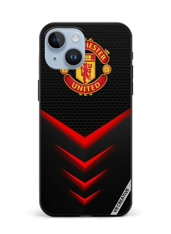 VR CREATIVE غطاء حماية لهاتف آبل آيفون 15 بلس بتصميم مانشستر يونايتد متعدد الألوان - Image 1