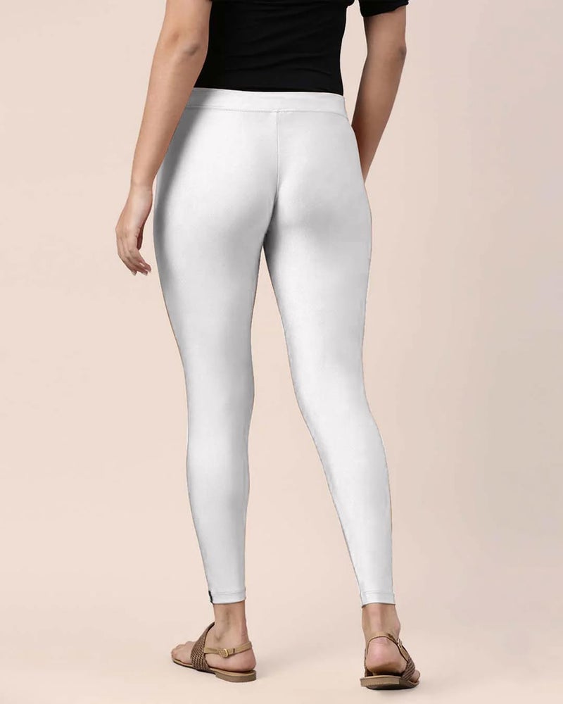 Mehrang Tailored Cut & Slim Fit Stetchable Fabric Ankle Length Shimmer Leggings for Womens and Girls (in, Alpha, 3XL, Regular, White) - Image 2