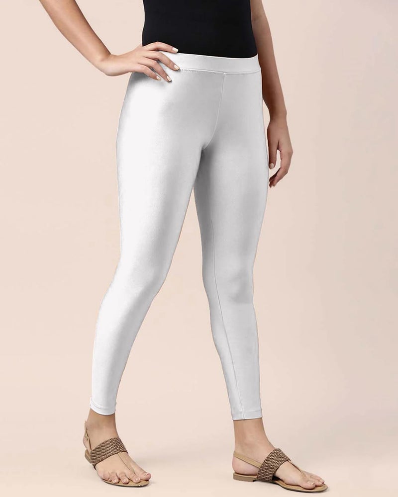 Mehrang Tailored Cut & Slim Fit Stetchable Fabric Ankle Length Shimmer Leggings for Womens and Girls (in, Alpha, 3XL, Regular, White) - Image 5