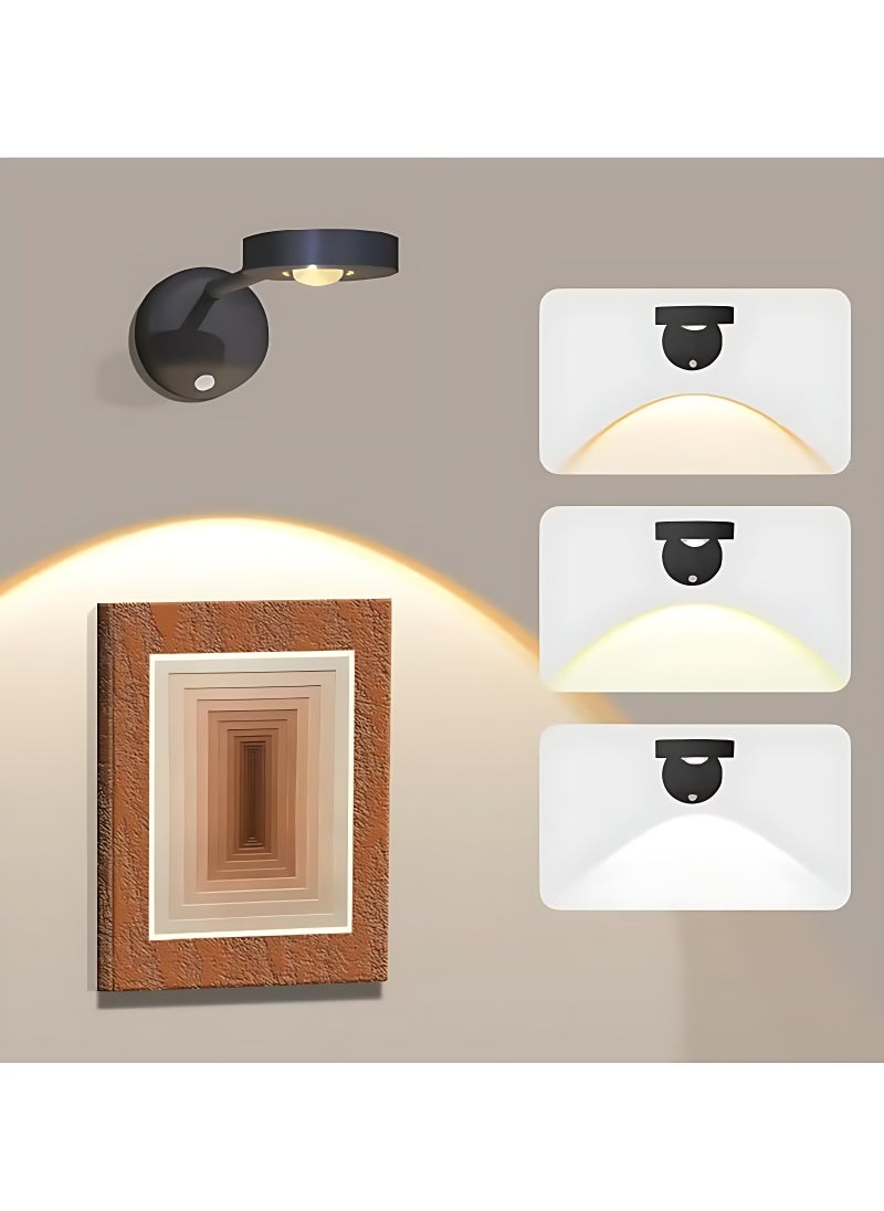 OAGA Motion Sensor Picture Light LED Cat-Eye Bulb Wall Sconce with Remote Control, 360° Rotation Wireless Rechargeable Wall Lamp with 3 Color Temperatures & 3 Brightness Levels for Paintings  - Image 1