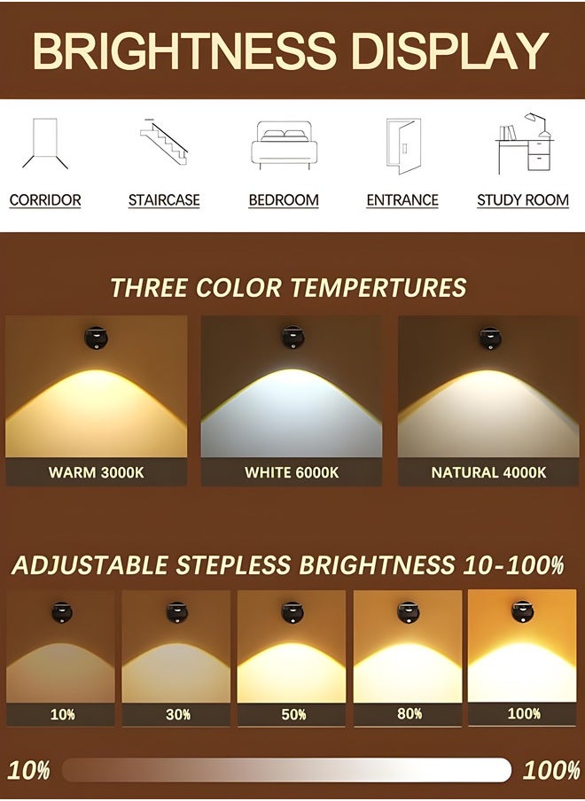 OAGA Motion Sensor Picture Light LED Cat-Eye Bulb Wall Sconce with Remote Control, 360° Rotation Wireless Rechargeable Wall Lamp with 3 Color Temperatures & 3 Brightness Levels for Paintings  - Image 2
