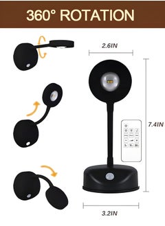 OAGA Motion Sensor Picture Light LED Cat-Eye Bulb Wall Sconce with Remote Control, 360° Rotation Wireless Rechargeable Wall Lamp with 3 Color Temperatures & 3 Brightness Levels for Paintings  - Image 5