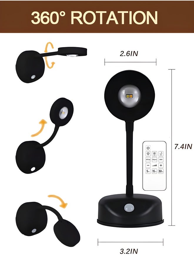 OAGA Motion Sensor Picture Light LED Cat-Eye Bulb Wall Sconce with Remote Control, 360° Rotation Wireless Rechargeable Wall Lamp with 3 Color Temperatures & 3 Brightness Levels for Paintings  - Image 5