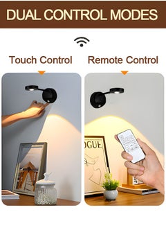 OAGA Motion Sensor Picture Light LED Cat-Eye Bulb Wall Sconce with Remote Control, 360° Rotation Wireless Rechargeable Wall Lamp with 3 Color Temperatures & 3 Brightness Levels for Paintings  - Image 3