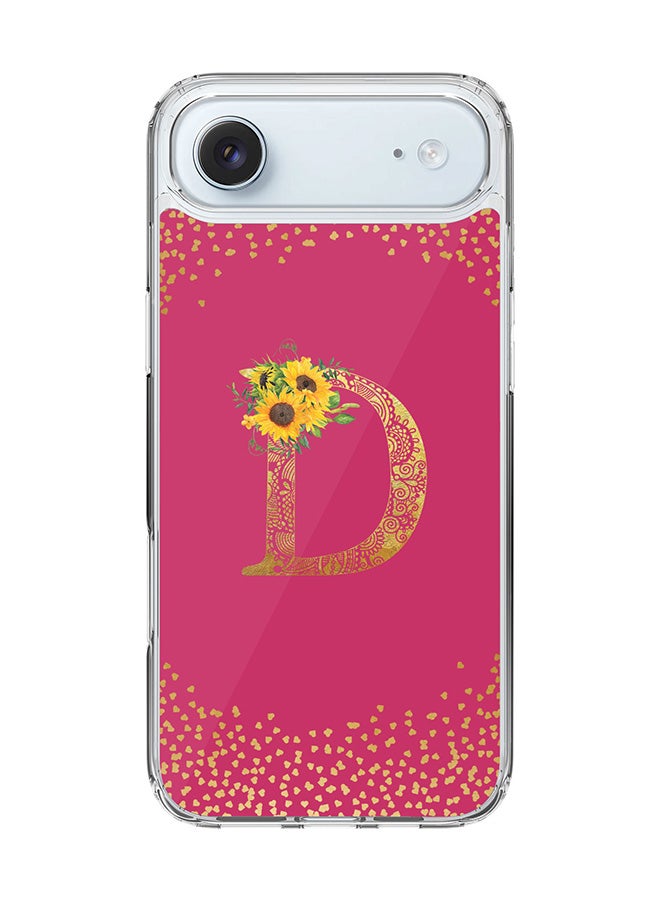 Stylizedd Classic Clear MagSafe Case for iPhone 17 Air , Hybrid Soft Case Flexible Edges Anti Drop TPU PC Gel Thin Transparent Cover [ Designed for iPhone 17 Air ] - Custom Monogram Initial Letter Floral Pattern Alphabet - D ( Deep Pink Rose )