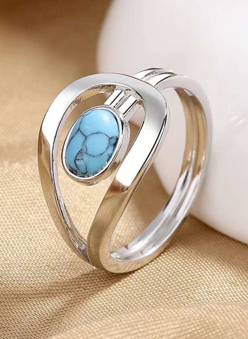 sixtyfour Elegant Stainless Steel Silver Plated Ring For Women Size 8 - Image 1