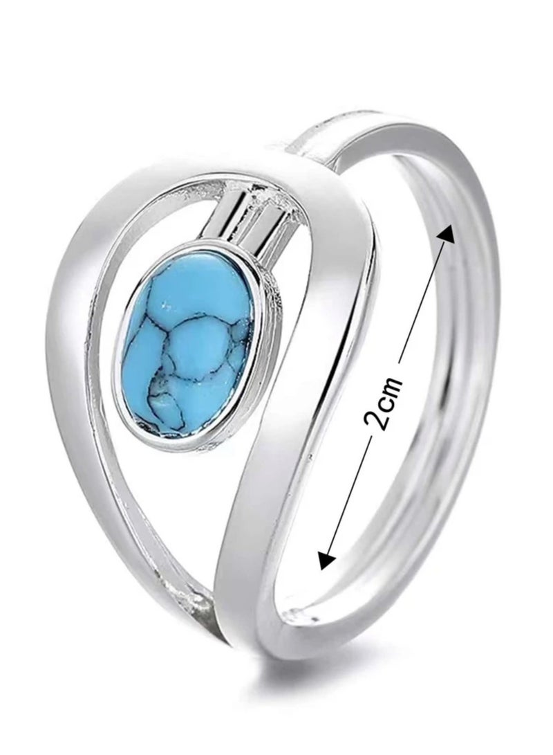 sixtyfour Elegant Stainless Steel Silver Plated Ring For Women Size 8 - Image 3