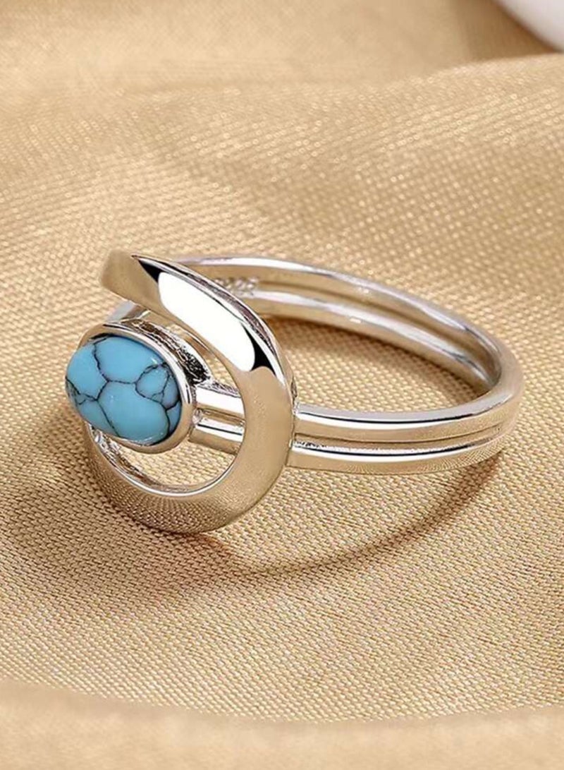 sixtyfour Elegant Stainless Steel Silver Plated Ring For Women Size 8 - Image 2