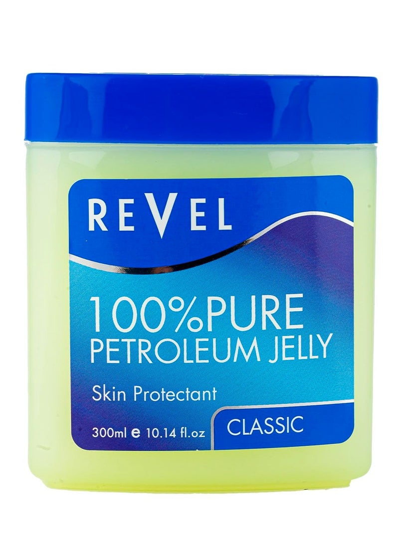 Revel ريفل للعناية بالبشرة، جل بترولي نقي 100% كلاسيكي 300 مل، للعناية بالبشرة، واقي للبشرة، يلين، يهدئ، يرطب، حمام وجسم، جمال، أزرق - Image 1