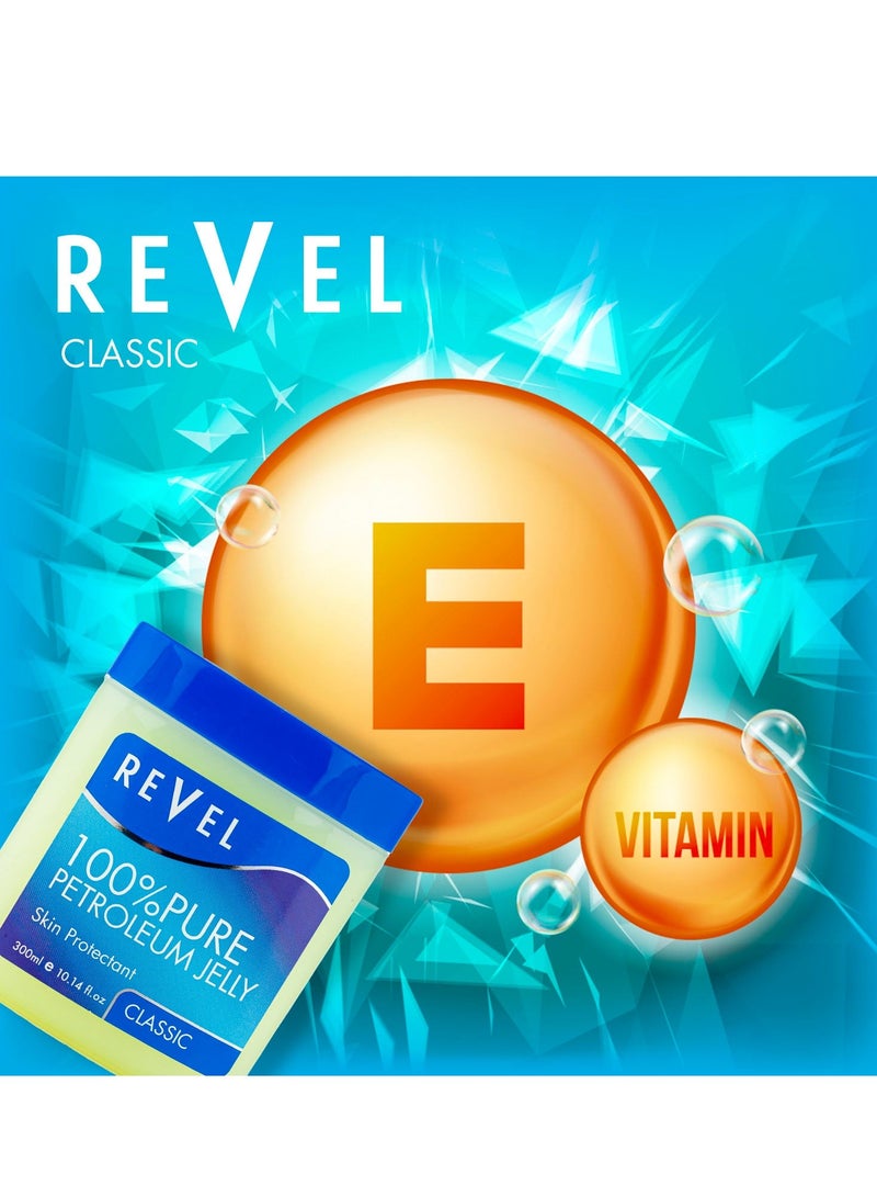 Revel ريفل للعناية بالبشرة، جل بترولي نقي 100% كلاسيكي 300 مل، للعناية بالبشرة، واقي للبشرة، يلين، يهدئ، يرطب، حمام وجسم، جمال، أزرق - Image 2