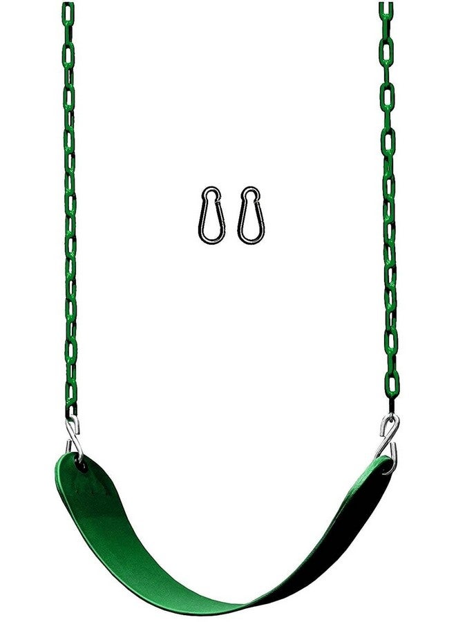Toy Park Kids Flexible Swing Seat Heavy Duty 60" Chain Plastic Coated Playground Swing Set Accessories with Snap Hooks (Green) - Image 1