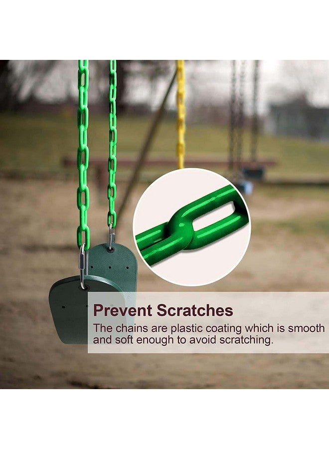 Toy Park Kids Flexible Swing Seat Heavy Duty 60" Chain Plastic Coated Playground Swing Set Accessories with Snap Hooks (Green) - Image 3