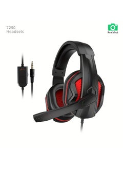 Home Clearance Sale 7250/3.5mm Gaming Dual-sided Headphones For Computer Online Classes And Office Use With Wired Microphone And Line Control In Black Color With Desktop Dual-hole Plug  - Image 1