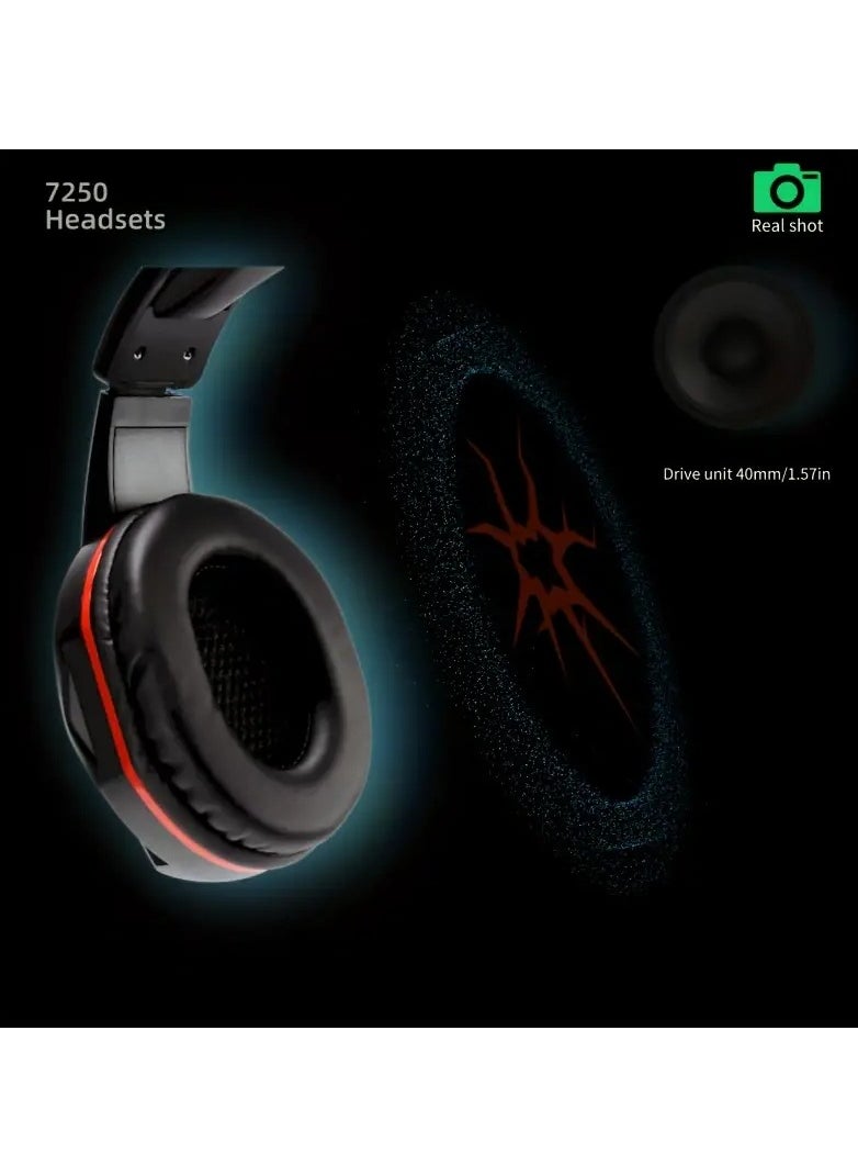 Home Clearance Sale - 7250/3.5mm Gaming Dual-sided Headphones For Computer Online Classes And Office Use With Wired Microphone And Line Control In Black Color With Desktop Dual-hole Plug - Image 1