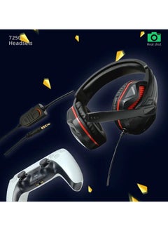 Home Clearance Sale 7250/3.5mm Gaming Dual-sided Headphones For Computer Online Classes And Office Use With Wired Microphone And Line Control In Black Color With Desktop Dual-hole Plug  - Image 3