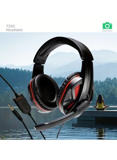 Home Clearance Sale 7250/3.5mm Gaming Dual-sided Headphones For Computer Online Classes And Office Use With Wired Microphone And Line Control In Black Color With Desktop Dual-hole Plug  - Image 2
