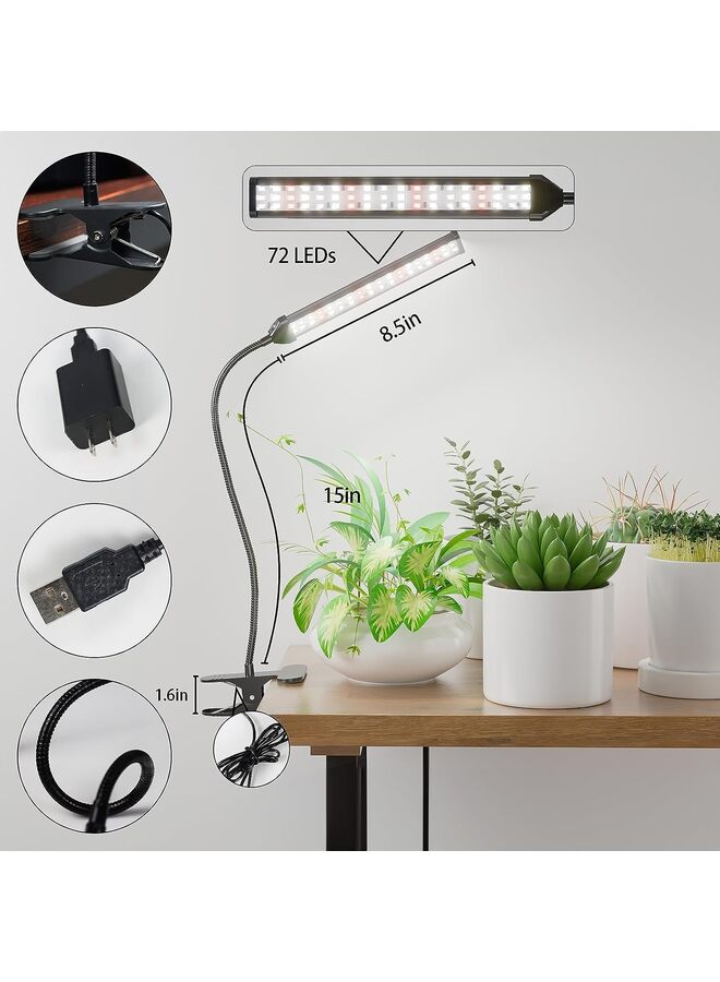 Grow Light LED Gooseneck Lamp,6500K 50W Full Spectrum 72 LED Plant Lamp Clip-on Desk for Indoor Plants Growing,Lighting Brightness Changeable - Image 2